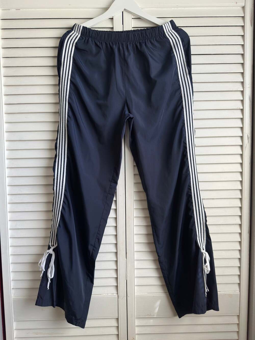 Adidas eclikted Track Pants Navy Blue 3 Stripe Ruched Cinch Drawstring Men M